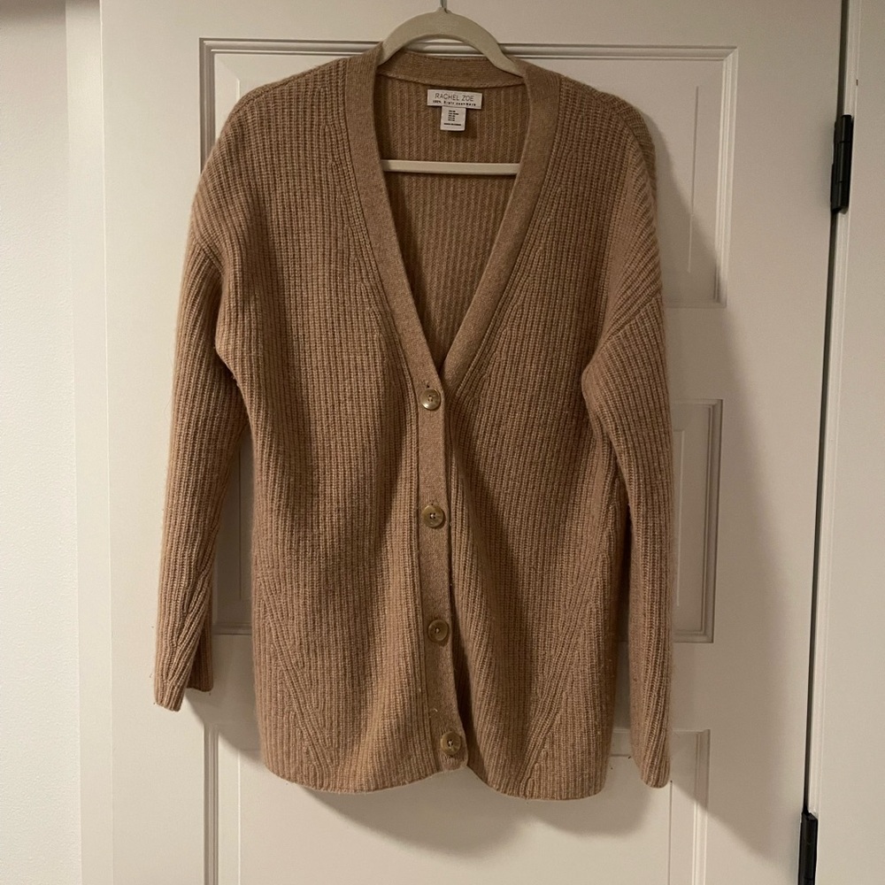 Camel Cashmere Cardigan Sweater